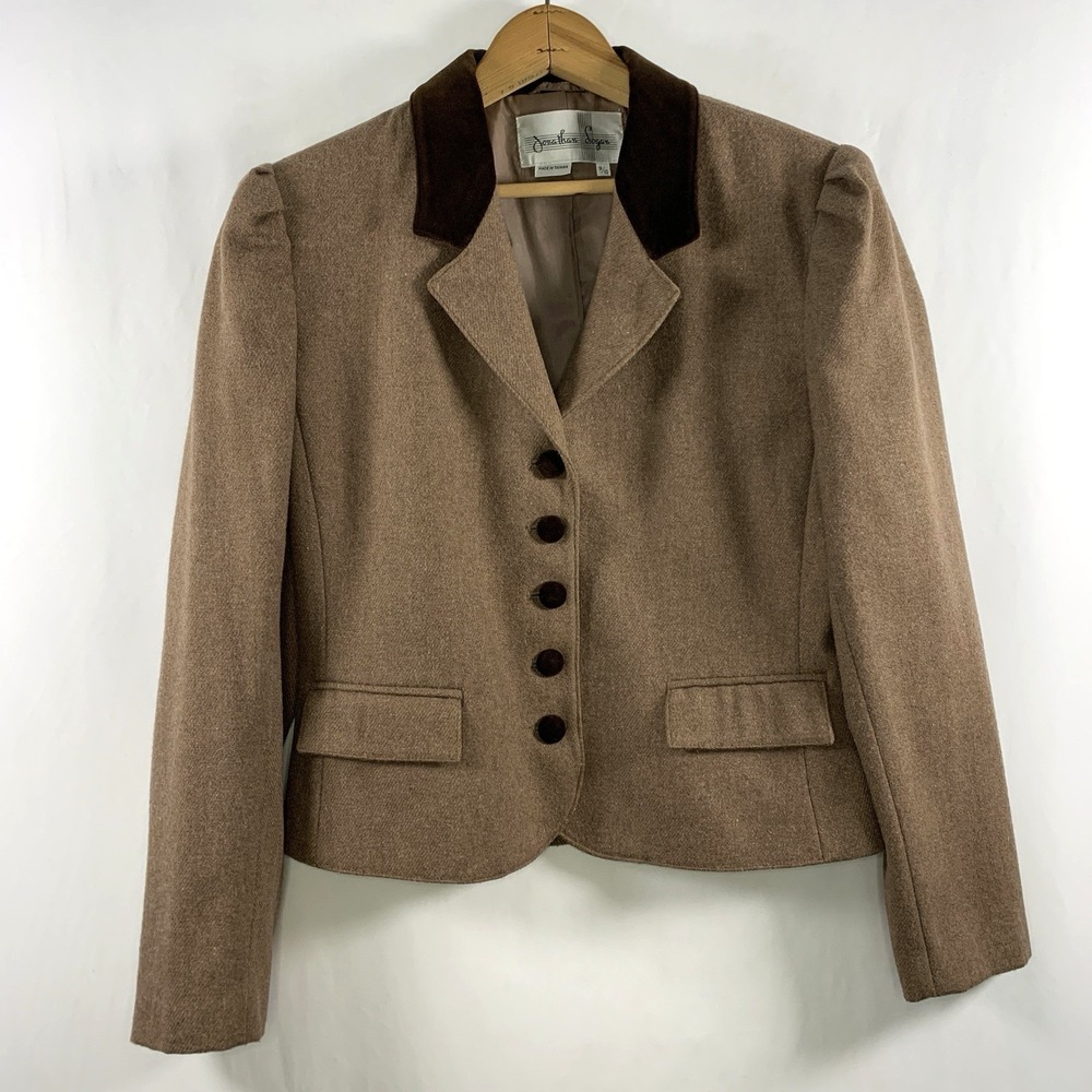 VTG Jonathan Logan Womens Velvet Collar Blazer Equestrian‎ Old Money Academia